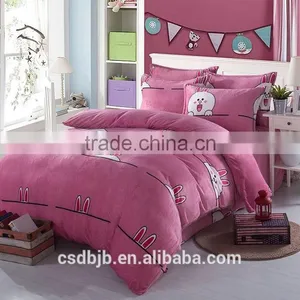 2017 NEW LOVELY CARTOON RABBIT FLANNEL 4PCS BEDDING SET thumbnail-1
