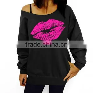 Lip Printed Women Blouse One Shoulder Blouses Spring Summer Shirts Blusas Mujer thumbnail-3