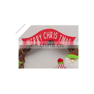 Rattan Cane Santa Claus Christmas Wreath Door Decoration Holiday Wreath Circle Rattan Cane Hanging Decoration thumbnail-3
