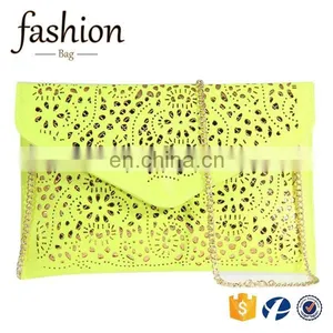 CR Hollow Chains Envelope Bag Neon Color Cutout Bag pu Candy Color Day Clutch Women Handbags thumbnail-5