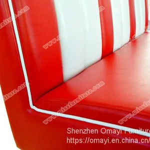 American 1950s Retro Diner Booth Sofa, Colorful Stripe Leather Diner Booth Manufacturer thumbnail-5