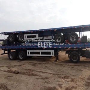 12.5m Container Semi Trailer 40ft 2 Axle Flatbed Trailer for Sale Low Price thumbnail-4
