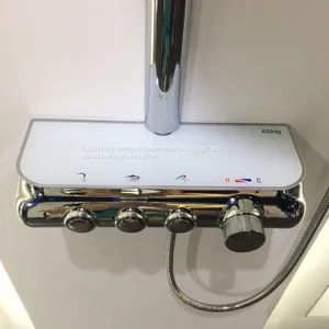 AT-P005 Shower Systems With Platform Round Top Shower With Hand Shower Water Outlet Aluminum Alloy Platform thumbnail-2