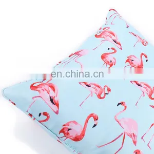 Watercolor Blue Flamingo Home Decor Sofa Car Seat Decorative Cushion Cover Pillow Case thumbnail-4
