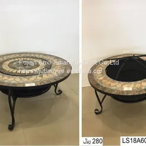 Outdoor Metal Brazier Square Table Firepit Garden Patio Heater/BBQ/Ice Pit With Waterproof Cover (Fire Pit & Grill) thumbnail-2