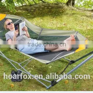 Net Fabric Folding Bed With Steel Tube Stand thumbnail-1