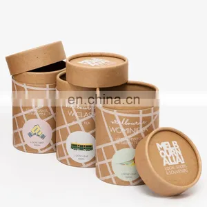 Degradable Capsules Packaging Brown Kraft Round Box Rolled Edge Paper Tube thumbnail-1