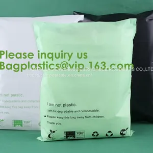 PLA PBAT Compostable Eco Firendly Courier Shipping Envelope Custom Matte Black Corn Mailers Bag Bagplastics Bageas thumbnail-5