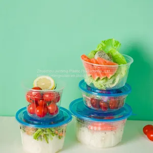 Disposable Plstic Bowl 15oz 450ml Togo Food Packaging Container pp Clear Bowl With Lid thumbnail-2
