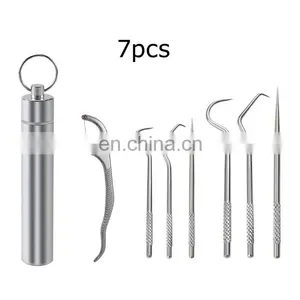 Amazon Reusable Metal Toothpicks Suits Portable Stainless Steel Toothpicks Pocket Set With Holder thumbnail-1