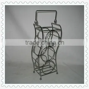 Handmade Metal Waved Shape Stackable Wine Rack With Handle thumbnail-1