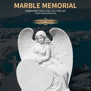 Classic White Marble Cherub and Tombstone thumbnail-1
