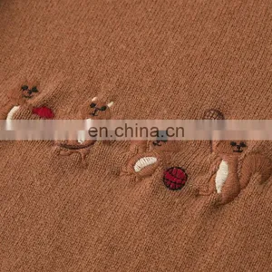 Custom 100% Cashmere Women's Button Knitted Cardigan New Casual Logo Design Crew Neck Single Breasted Closure Animal Winter thumbnail-5