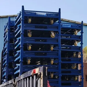 Galvanized Steel Foldable Wire Mesh Cage Trolley for Warehouse Logistics thumbnail-3