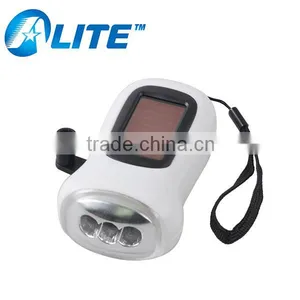 Battery Free Hand Crank Solar Green Power 3 LED Torch Quality Choice thumbnail-1