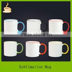 11oz Sublimation Coating Liquid Mugs,digital Sublimation Mug Heat Press (ce Approved) With Color Rim and Handle thumbnail-1