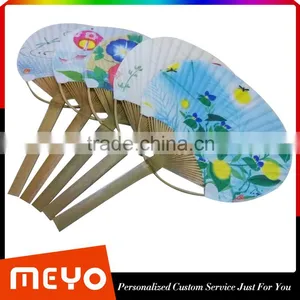 Bulk Advertising Custom Printing Round Bamboo Hand Fan Quality Choice Most Popular thumbnail-1