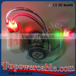 Retractable Ultra Thin Visible Flow LED Light Micro USB Charging Sync Cable thumbnail-3