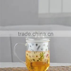 Clear Borosilicate Tea Galss Cup With Filter and Handle thumbnail-1