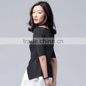 Woman Sweater Round Neck Half Sleeve Spring Summer Pullover With Artwork on Front thumbnail-2