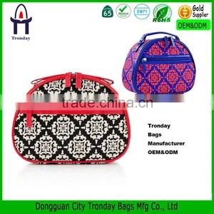 China Makeup Bags With Handle Vintage Cosmetic Bag Round Makeup Box thumbnail-1