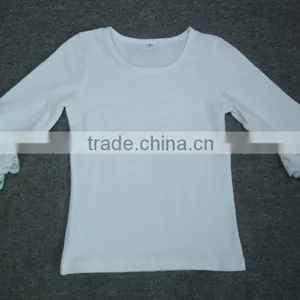 Baby Classic Style Long Sleeve Lace Shirt,Ivory White Lace T Shirts for Girls thumbnail-3