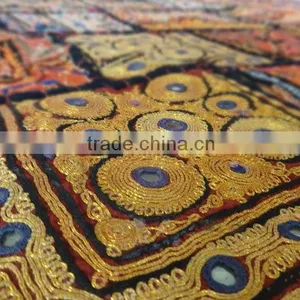 Handmade Vintage Maharaja Carpet, Patchwork Rug Old, Antique Luxury Wall Art, Royal Wall Hanging, King Carpet, Rectangle thumbnail-1