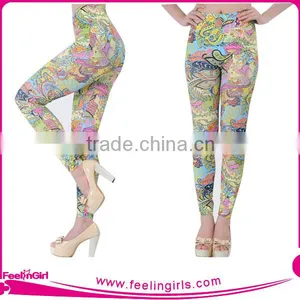 New Design Flower Custom Printed Colorful Running Girls Tights thumbnail-1