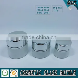 White Coloured Glass Cosmetics Bottle and Cosmetic Glass Cream Jar thumbnail-4