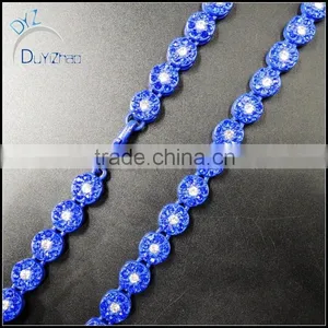 Latest Hip Hop Blue Big Fake Flower Diamond Necklace thumbnail-1