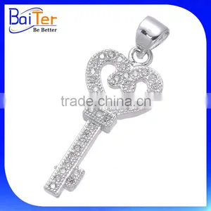 Custom 925 Sterling Silver Heart Key And Pendant Charm Necklace Pendant Quality Choice thumbnail-2