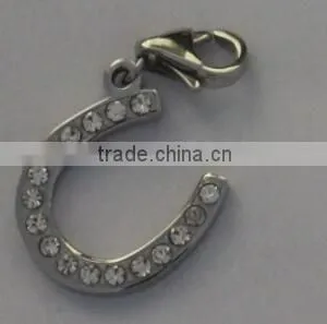 Elegant Paved CZ U Shape Pendant 925 Sterling Silver Horseshoe Charm Pendant thumbnail-3