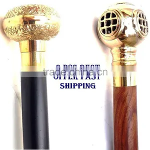 ANTIQUE NAUTICAL BRASS WALKING STICK / 2PCS OFFER DECORATIVE WALKING STICK Wk1173 thumbnail-1