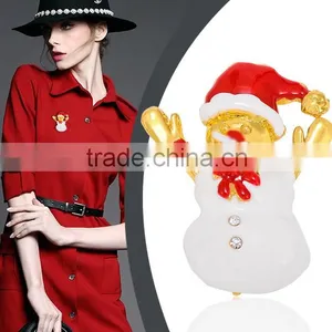 Hooray Red Hat Snowman Gold Plated X'mas Brooch thumbnail-2