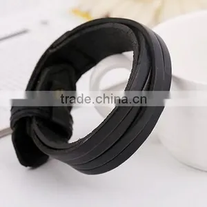 Mens Genuine Leather Wrap Bracelet Fashion Wristband Cuff Bracelet Womens Bangle thumbnail-5