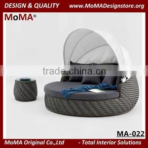 MA-022 Outdoor Funiture Round Rattan Pool Sunbed With Canopy thumbnail-1