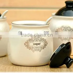 Hot Sale Ceramic Storage Pot With Wooden Stand thumbnail-1