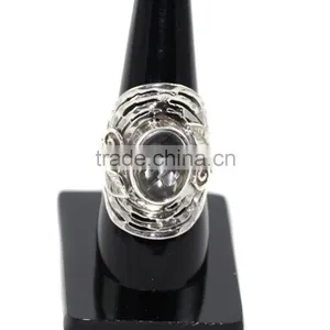 Stone and Oval Silver Gemstone Ring thumbnail-2