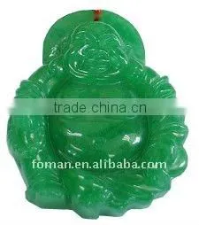 50mm Green Jade Carving Smiling Buddha Pendant thumbnail-1