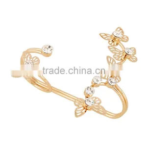Hot Selling Crystal Butterfly Rings Double Fingers Ring Accessories For Women thumbnail-2