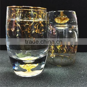 210 ml Crystal Round Golden Pattern Machine Blown Custom Whisky Glass thumbnail-5