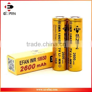 New Gold Efan IMR 18650 2600mAh 30A LiMn High Drain Flat for Mod Batteries thumbnail-1