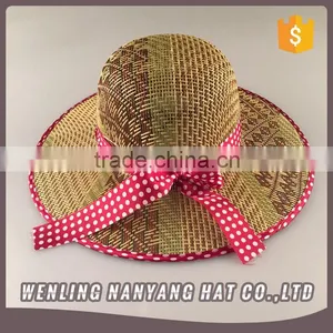 Womens Fashion Summer Straw Hat Sun Hat Folding Travel Beach Cap With Lovely Bow thumbnail-3