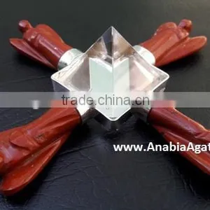 Red Jasper Angel Agate Energy Generator : With Agate Crystal Quartz Pyramid thumbnail-2