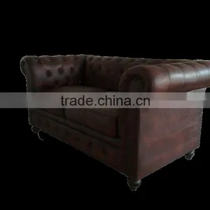 Chesterfield Leather Sofa ,chesterfields 2 Seater Dark Brown Color Sofa thumbnail-3