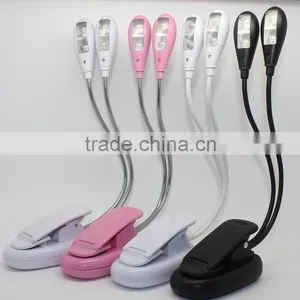Gooseneck 4 LED Flexible Eye Care Dimmable Clip LED Book Light Dual Head Rechargeable Emergency Light thumbnail-5