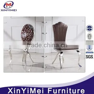 Round Back PU Leather Stainless Steel Hotel Dining Chair thumbnail-1