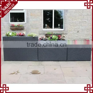 UV-resistant PE Rattan Tall Flower Planter Outdoor Patio Decorative Plant Box thumbnail-2
