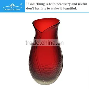 New Arrival Red Ornaments Home Decoration Wedding Table Glass Vase for Flower Arrangements thumbnail-1