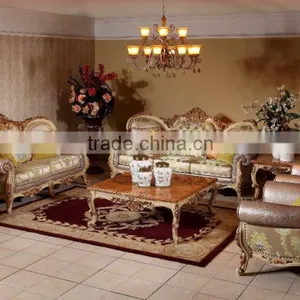 Palace Classic Hand Carved Wooden Upholstery Living Room Sofa Set Furniture(MOQ=1 SET) thumbnail-6